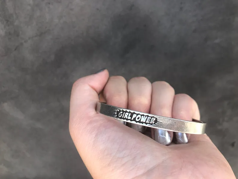 Girl Power Quotable Cuff Pewter Bracelet