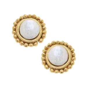Gold & Coin Pearl Clip Earrings