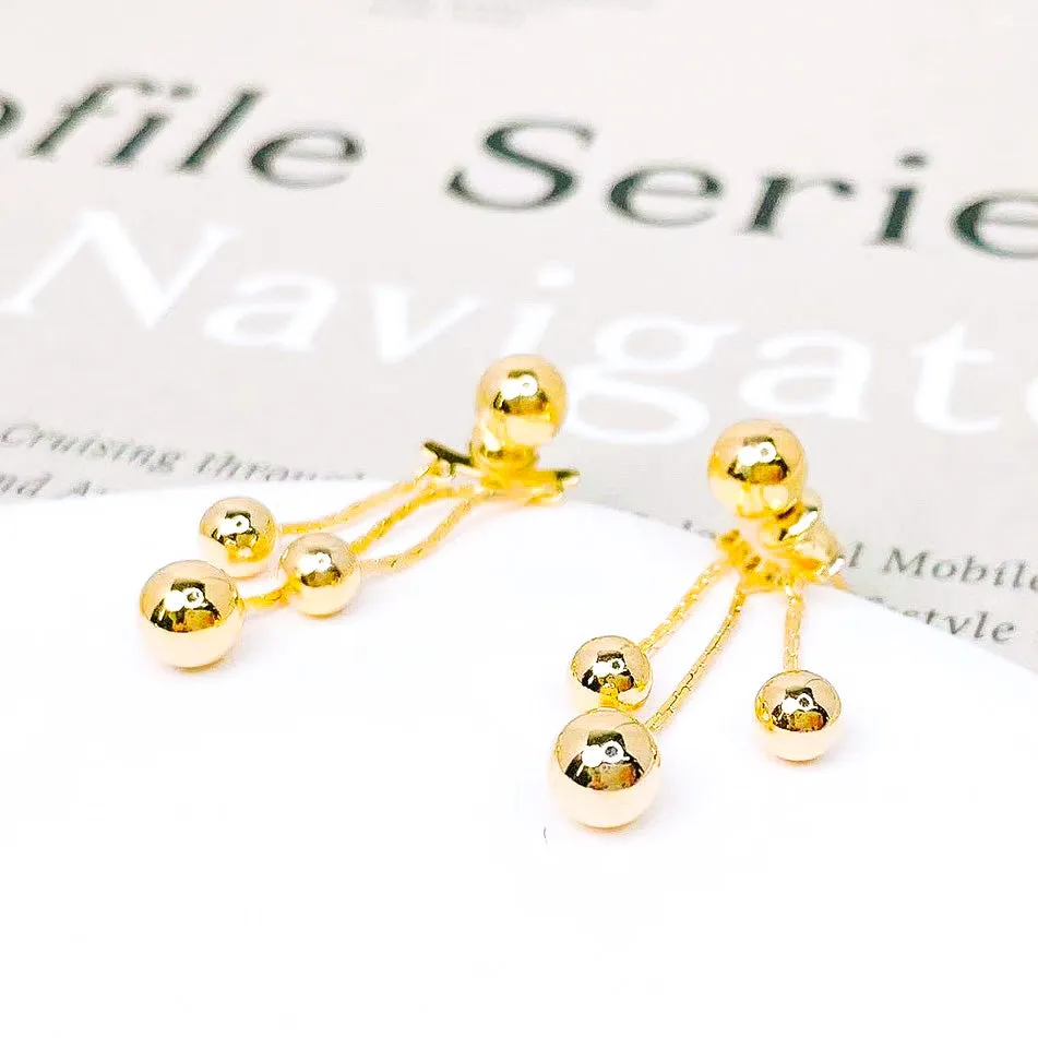 Gold Beaded Tassel Earrings
