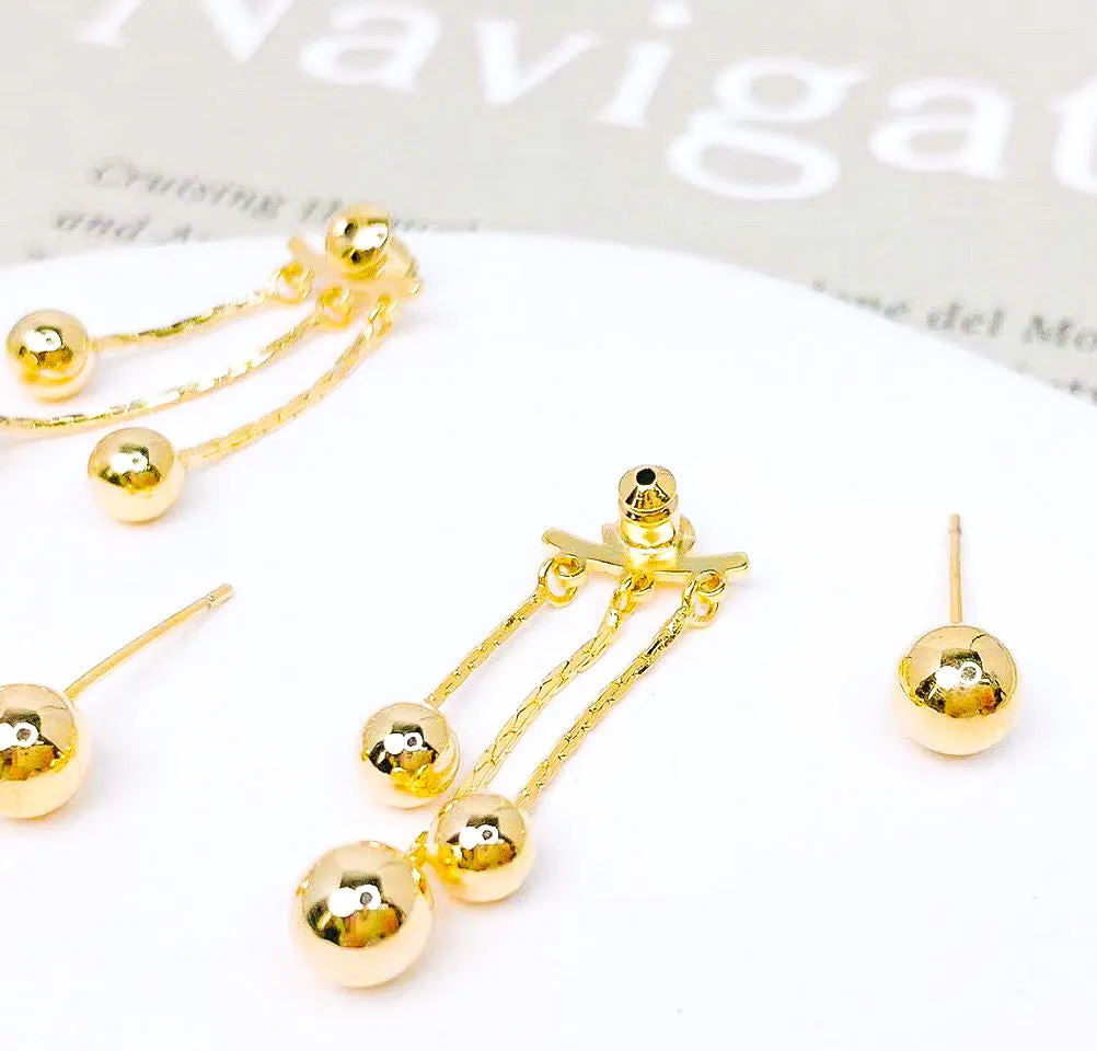 Gold Beaded Tassel Earrings