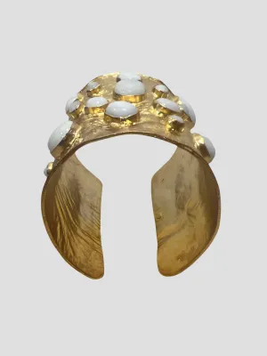 Gold Cuff with White Onyx Stones