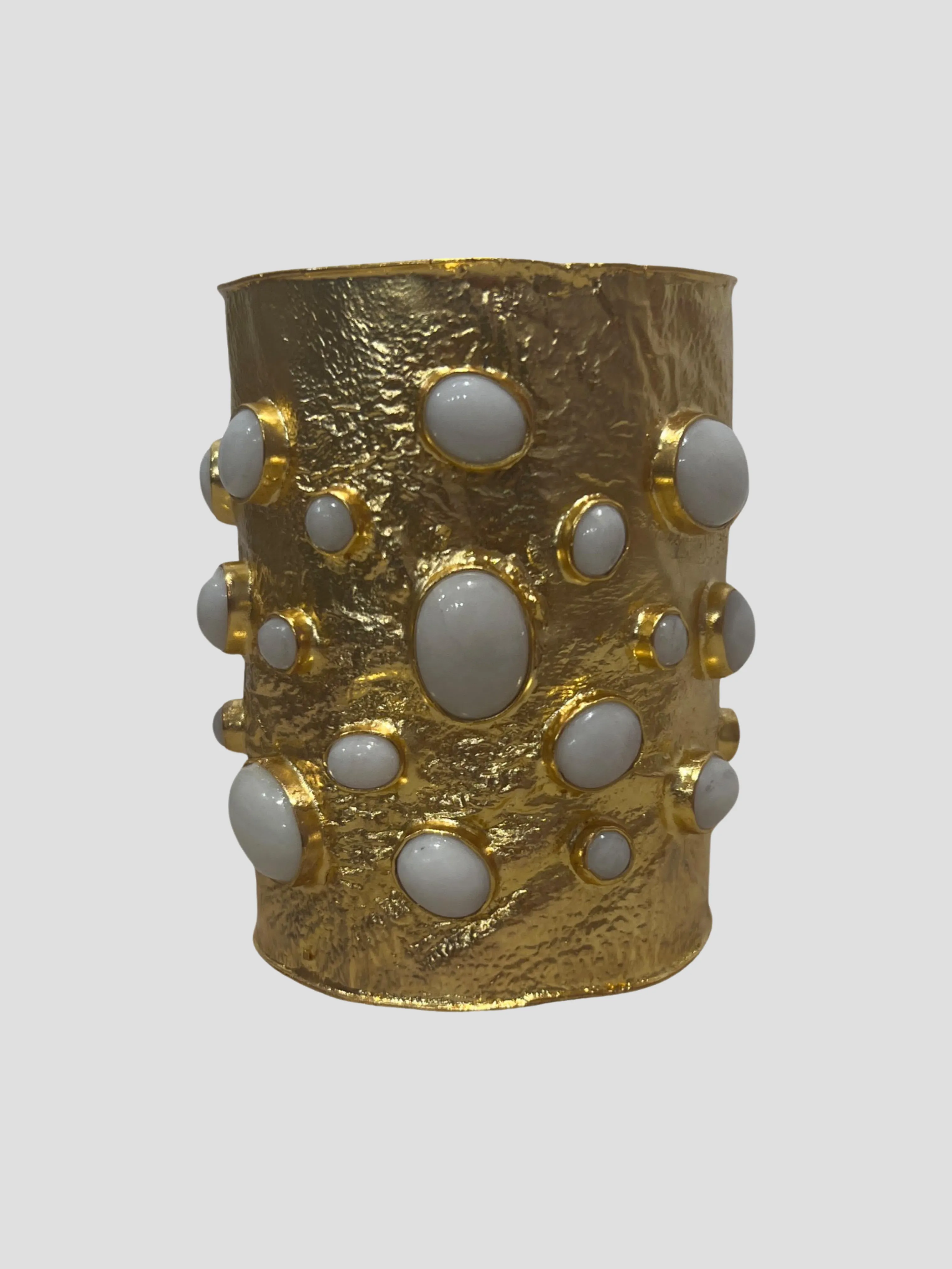 Gold Cuff with White Onyx Stones