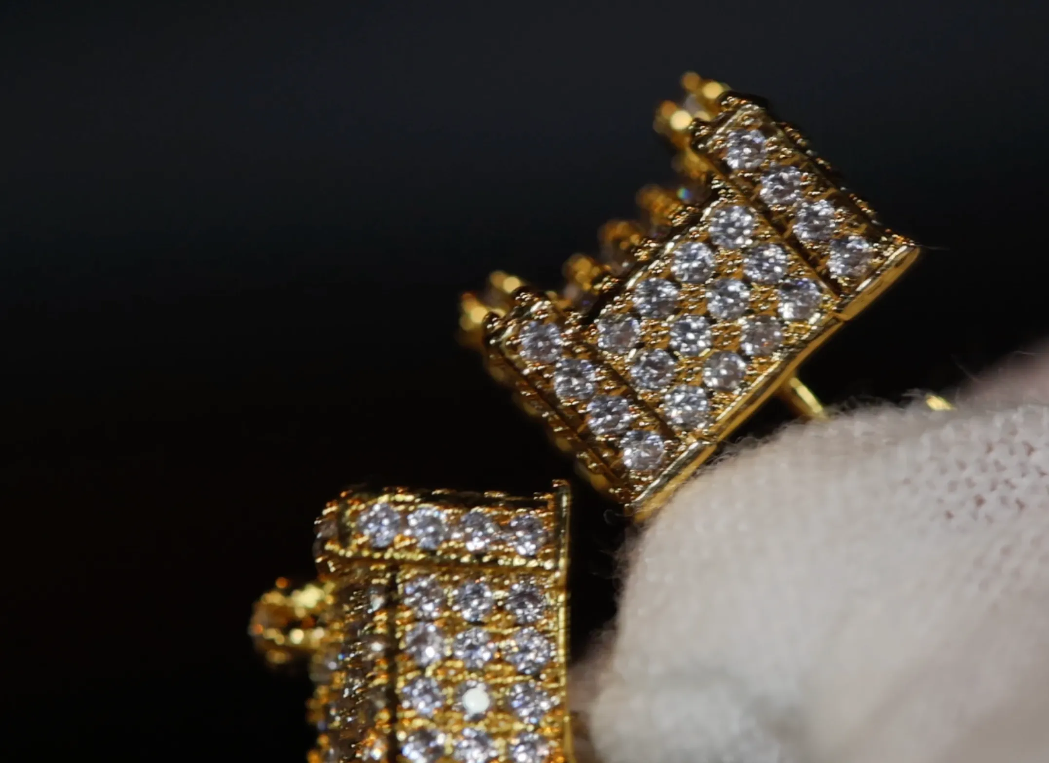 Gold Iced Out Ear Studs | Womens Gold Diamond Earrings | Mens Gold Diamond Stud Ear Studs