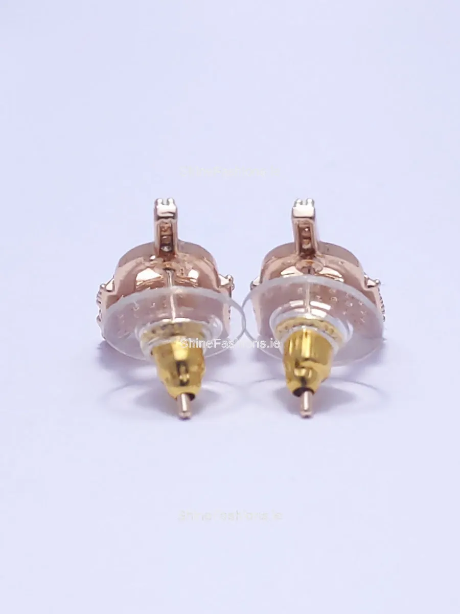 Gold Lock Diamond Stud Earrings