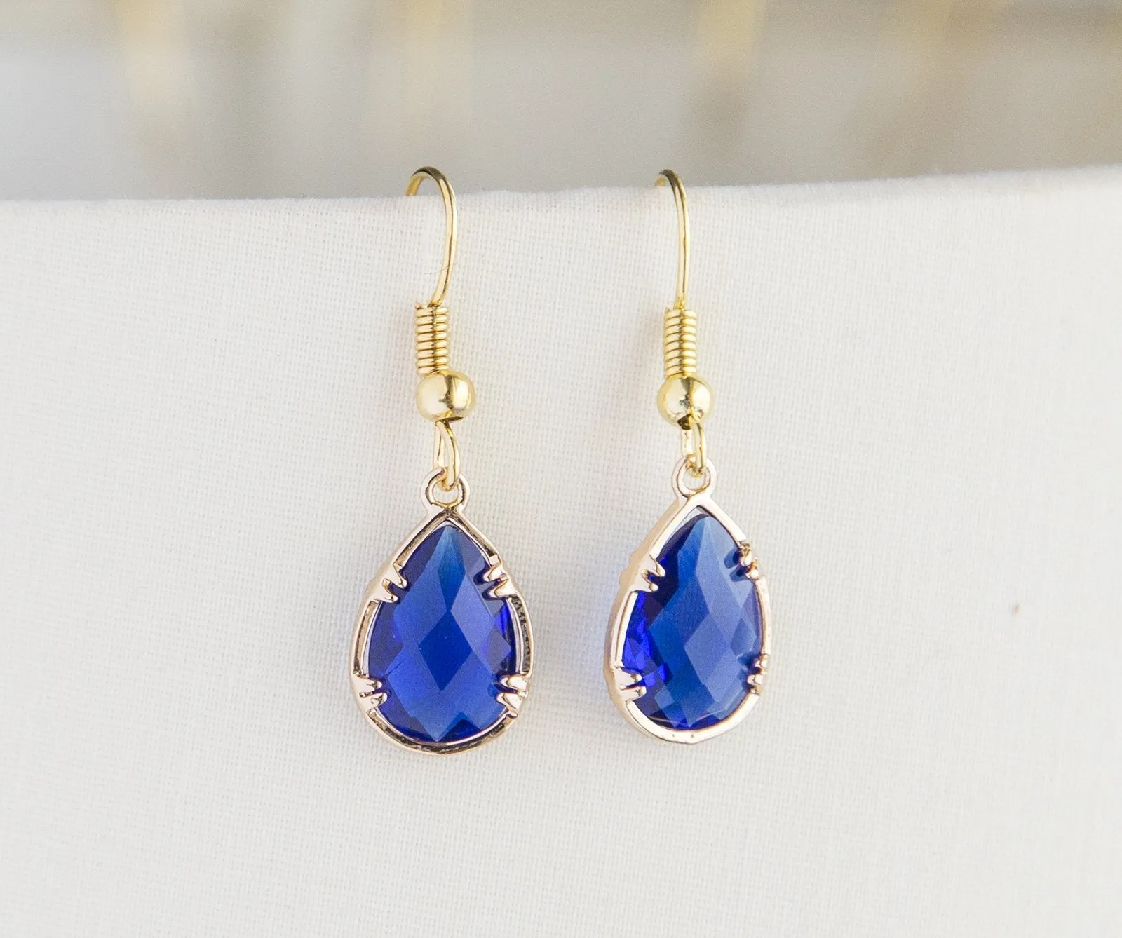 Gold Plated Birthstone Teardrop Earrings - Colorful Birthday Gift