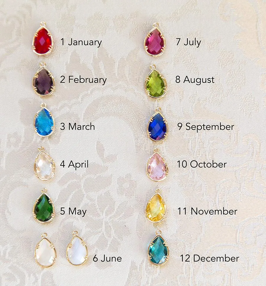 Gold Plated Birthstone Teardrop Earrings - Colorful Birthday Gift