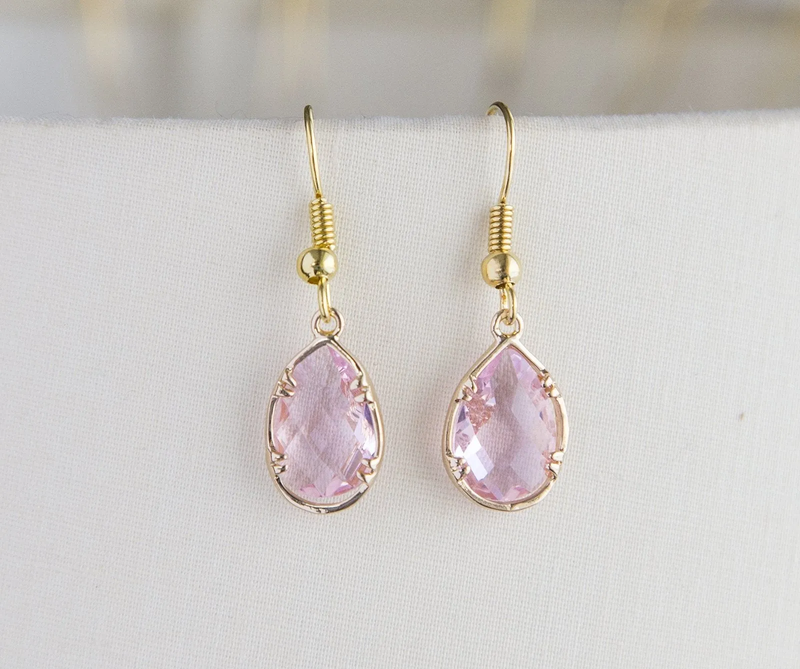 Gold Plated Birthstone Teardrop Earrings - Colorful Birthday Gift