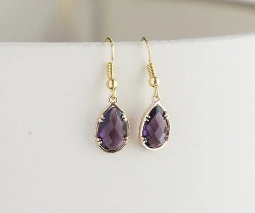 Gold Plated Birthstone Teardrop Earrings - Colorful Birthday Gift