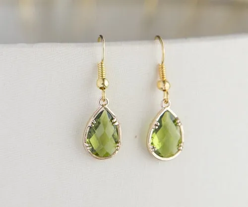 Gold Plated Birthstone Teardrop Earrings - Colorful Birthday Gift