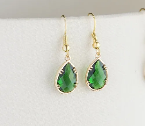 Gold Plated Birthstone Teardrop Earrings - Colorful Birthday Gift