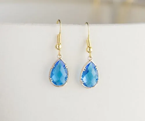 Gold Plated Birthstone Teardrop Earrings - Colorful Birthday Gift