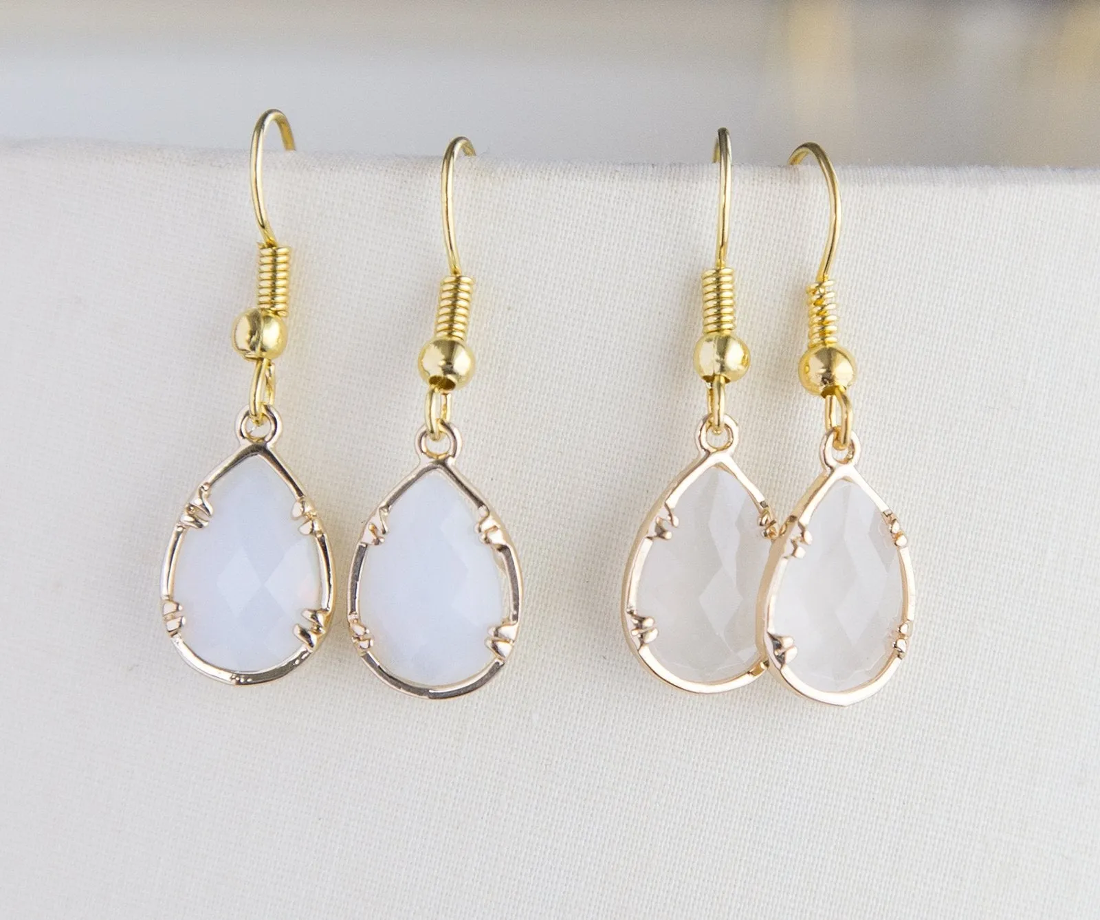 Gold Plated Birthstone Teardrop Earrings - Colorful Birthday Gift