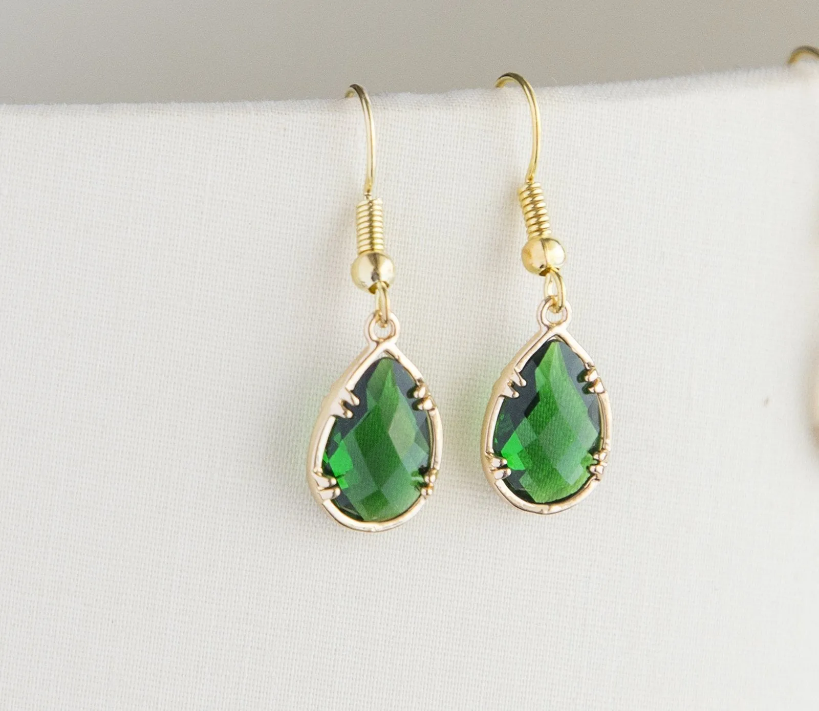 Gold Plated Birthstone Teardrop Earrings - Colorful Birthday Gift