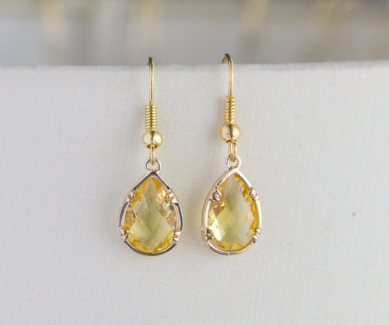 Gold Plated Birthstone Teardrop Earrings - Colorful Birthday Gift