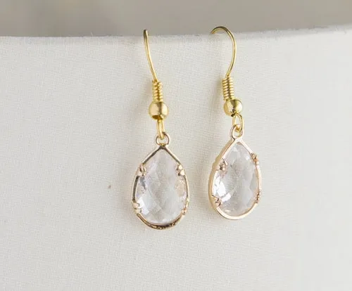 Gold Plated Birthstone Teardrop Earrings - Colorful Birthday Gift