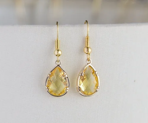 Gold Plated Birthstone Teardrop Earrings - Colorful Birthday Gift