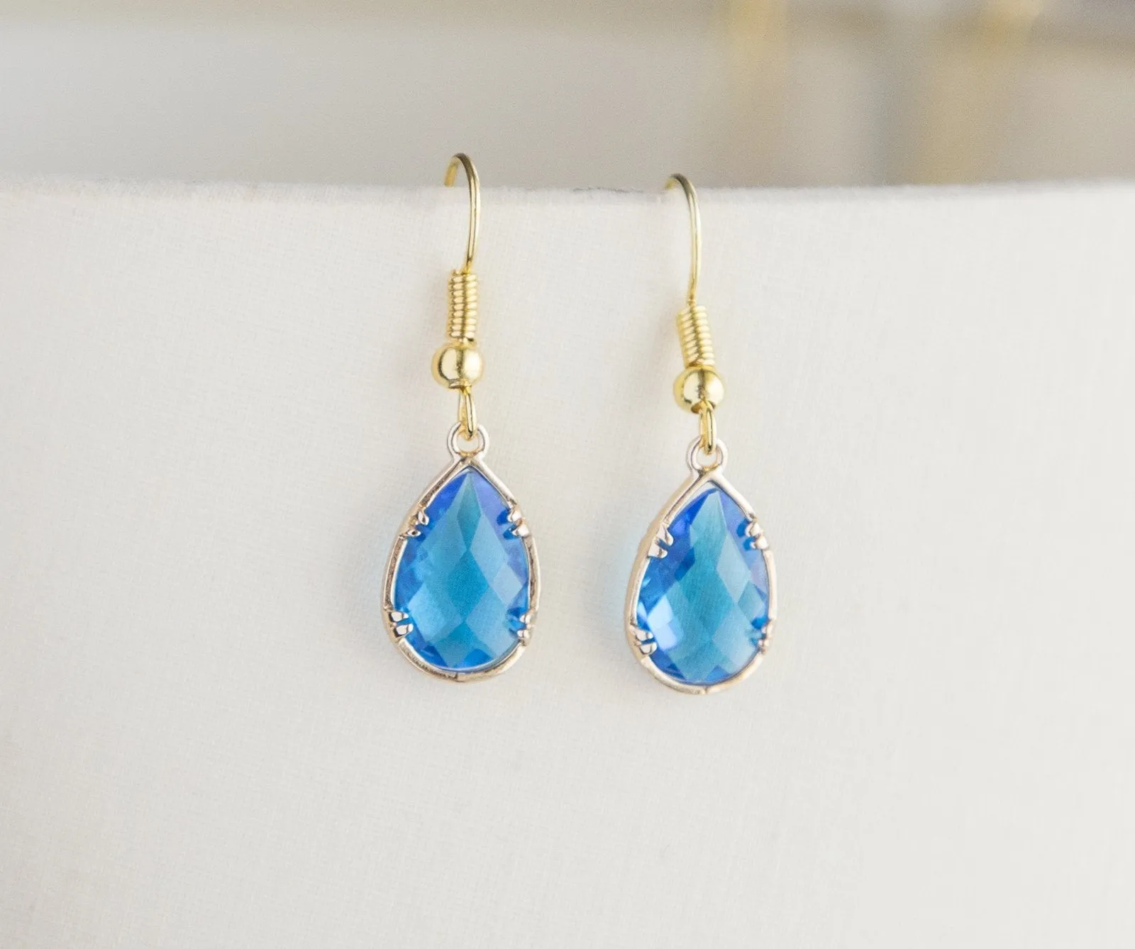 Gold Plated Birthstone Teardrop Earrings - Colorful Birthday Gift