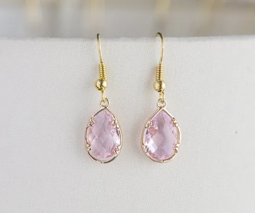 Gold Plated Birthstone Teardrop Earrings - Colorful Birthday Gift