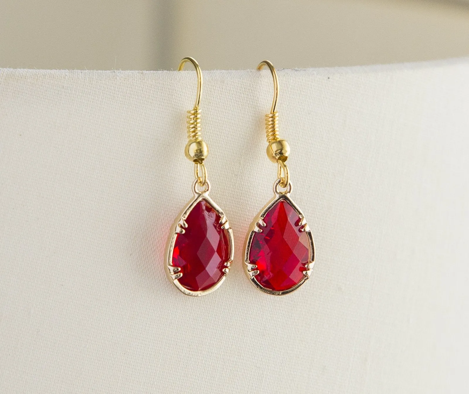 Gold Plated Birthstone Teardrop Earrings - Colorful Birthday Gift