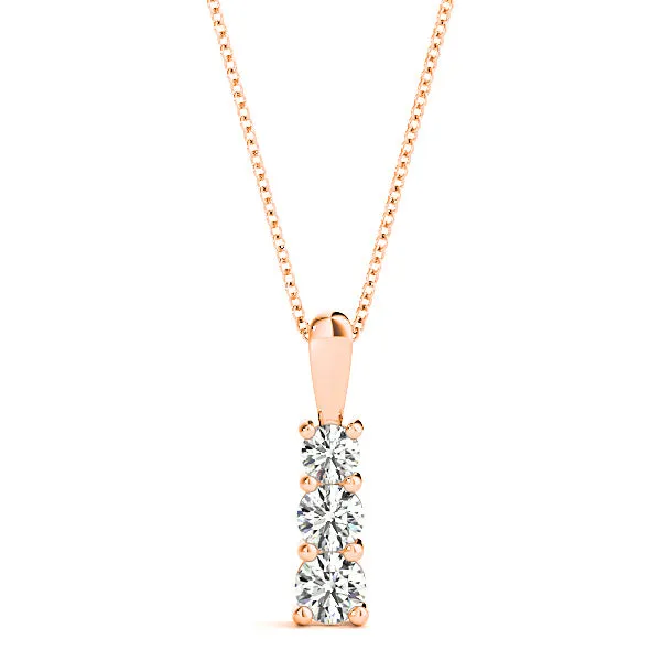 Graduated 0.35 ctw Diamond Three Stone Necklace Pendant