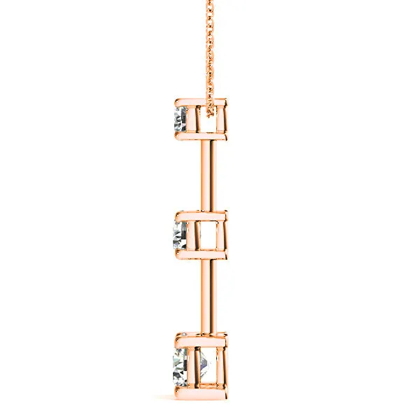 Graduated 1.00 ctw Diamond Three Stone Necklace Pendant