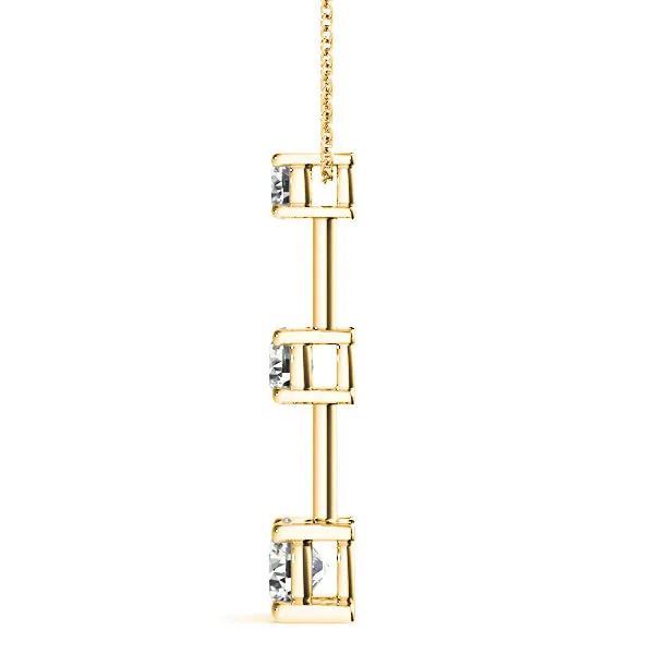 Graduated 1.00 ctw Diamond Three Stone Necklace Pendant