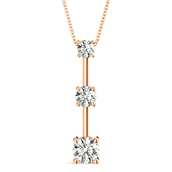 Graduated 1.00 ctw Diamond Three Stone Necklace Pendant
