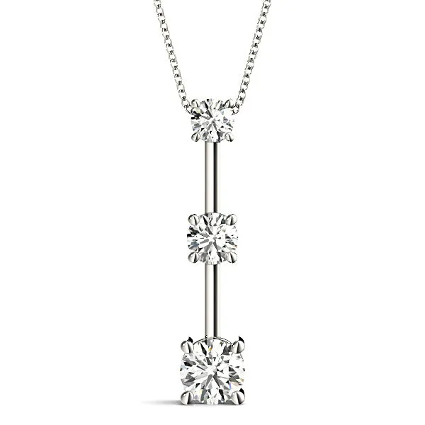 Graduated 1.00 ctw Diamond Three Stone Necklace Pendant