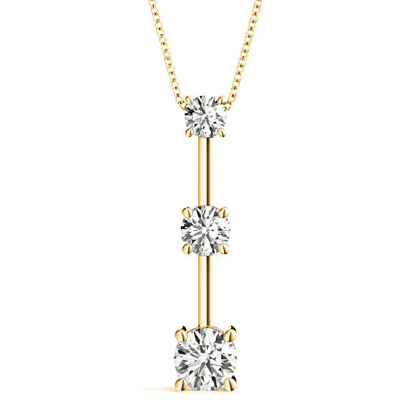 Graduated 1.00 ctw Diamond Three Stone Necklace Pendant