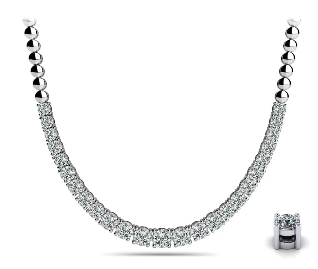 Graduated Diamond Necklace With Shiny Diamond Links  with 4.01 ct.(finished)