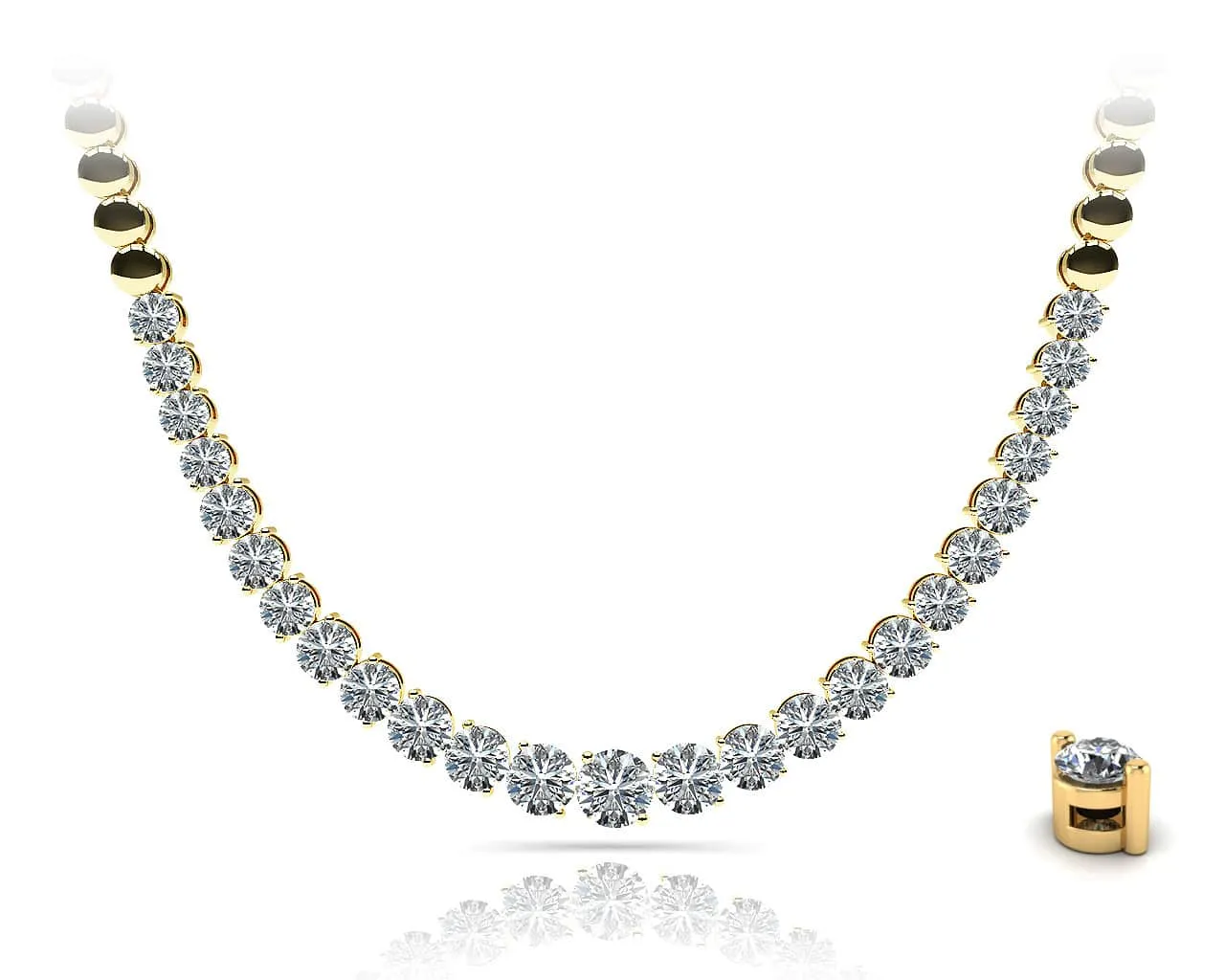 Graduated Diamond Strand Necklace With Shiny Diamond Links  with 2.05 ct.(finished)