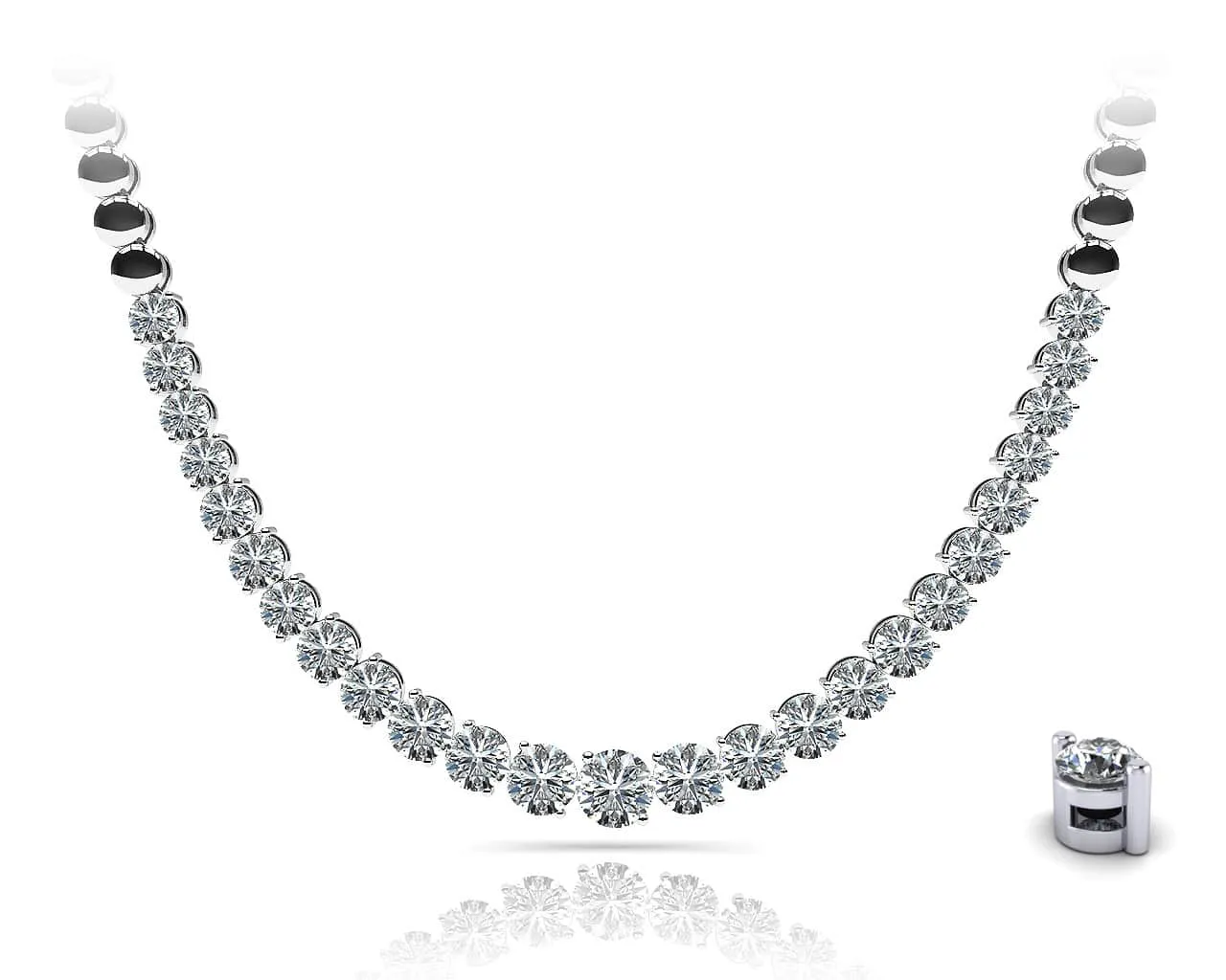Graduated Diamond Strand Necklace With Shiny Diamond Links  with 2.05 ct.(finished)
