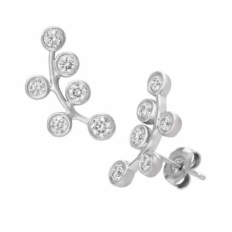 ‘GRAPE VINE’ UP-THE-EAR DIAMOND EARRINGS 14K GOLD (1 CTW)