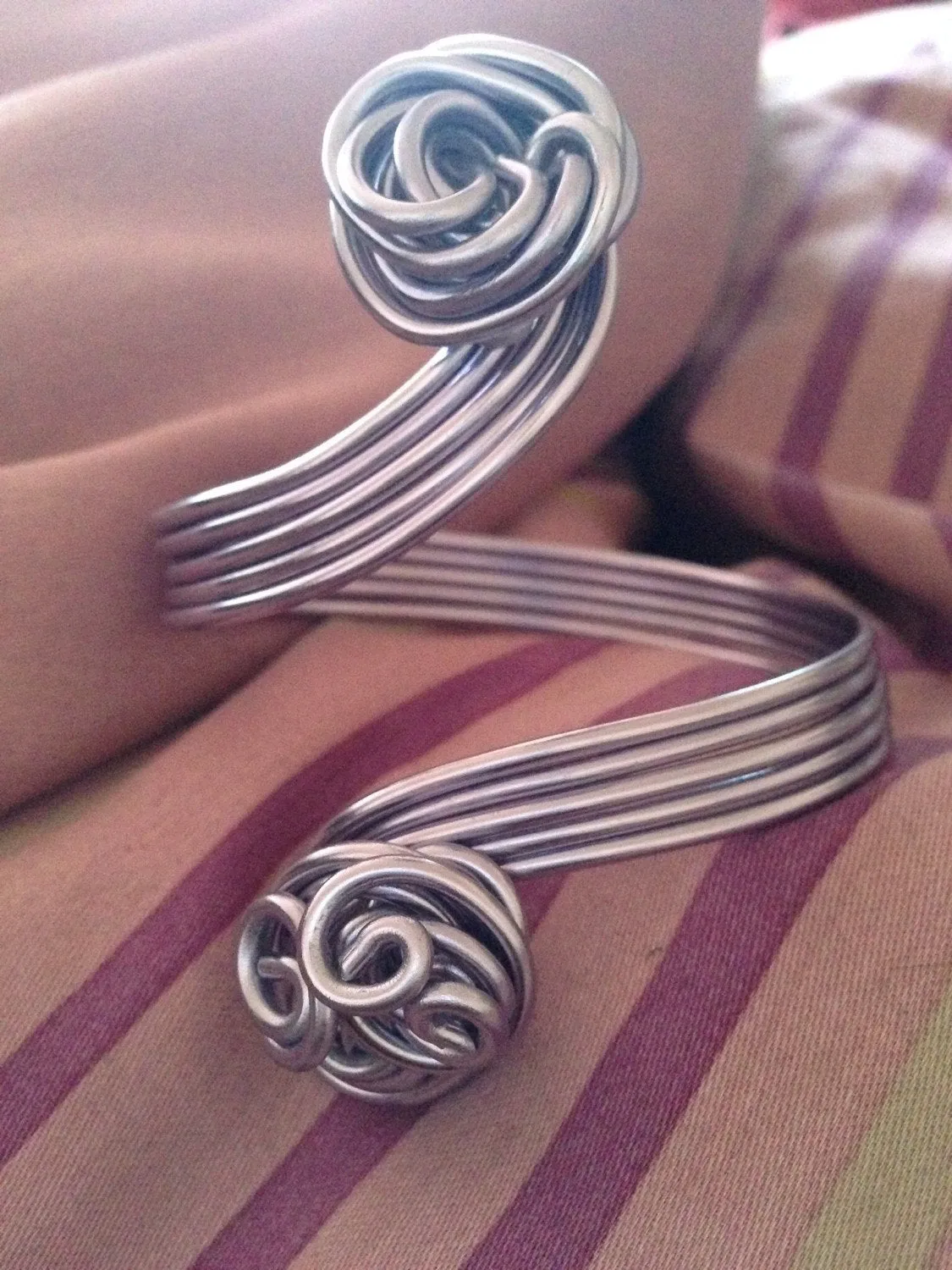 Green and Silver Hair Cuff Bracelet
