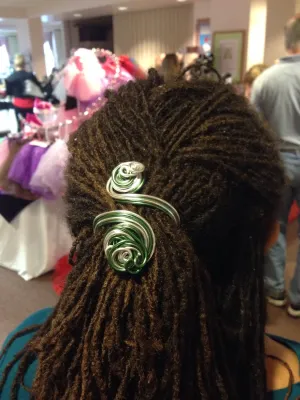 Green and Silver Hair Cuff Bracelet