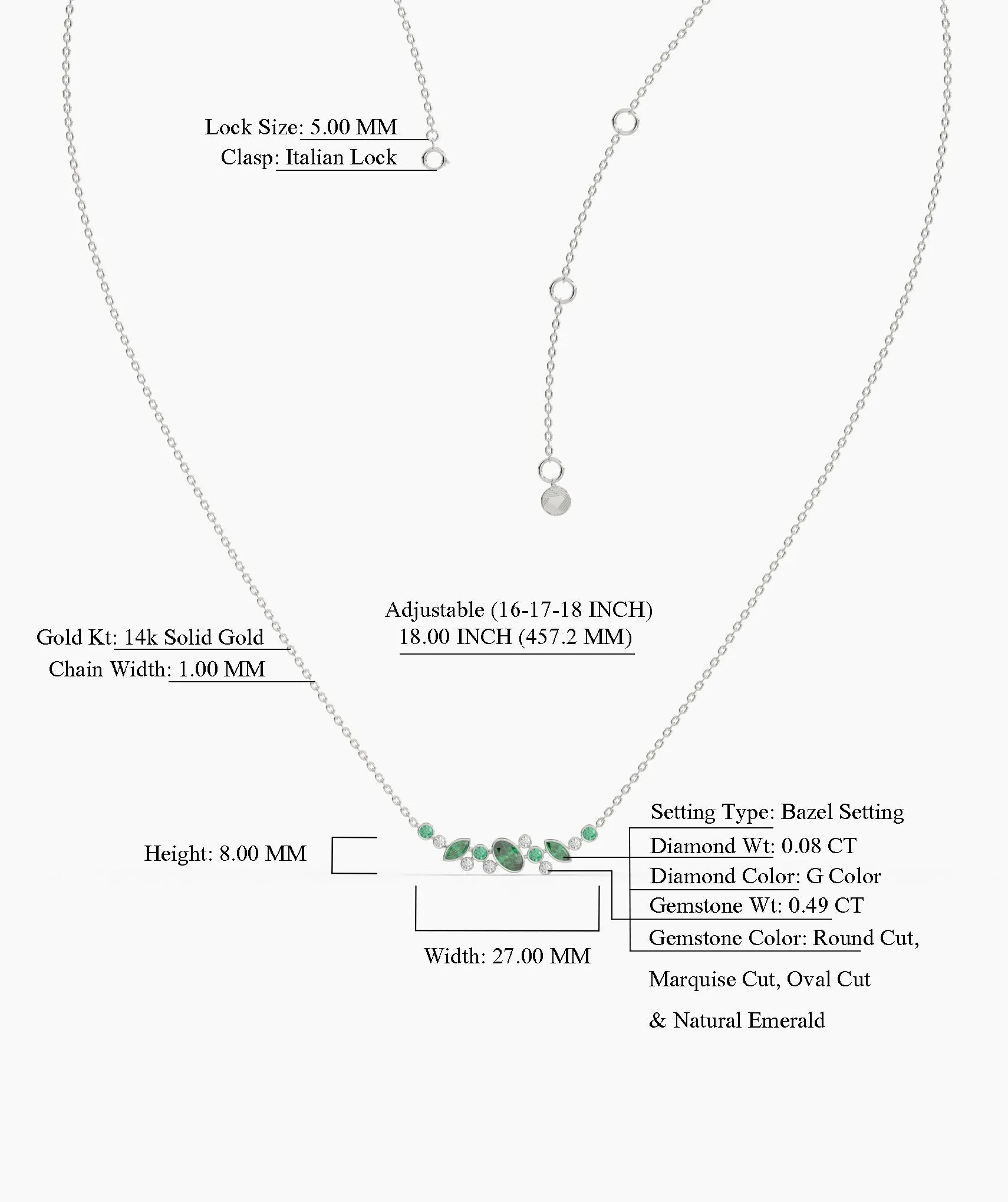 Green Gemstone & Diamond Cluster Necklace