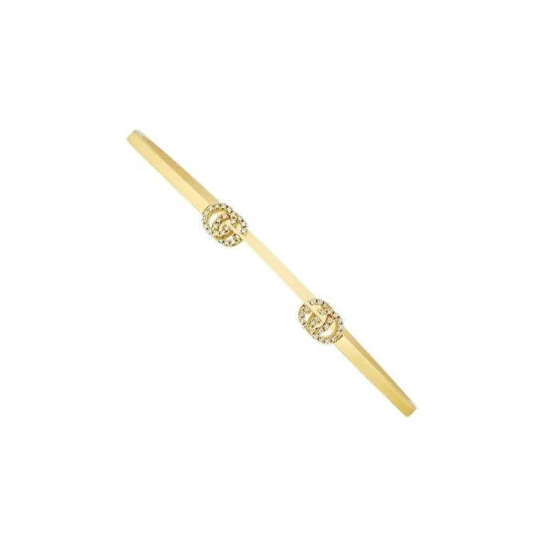 Gucci 18K Yellow Gold GG Running Bangle with Diamond