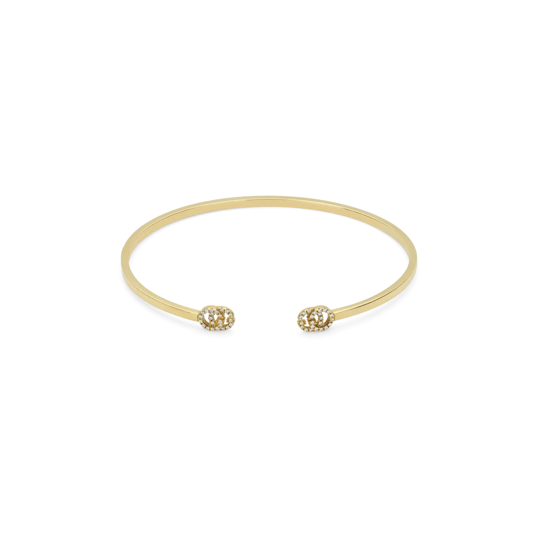 Gucci 18K Yellow Gold GG Running Bangle with Diamond