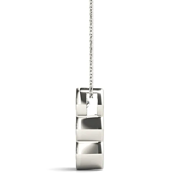 Half Bezel Set 1.00 ctw Round Diamond Three Stone Necklace Pendant