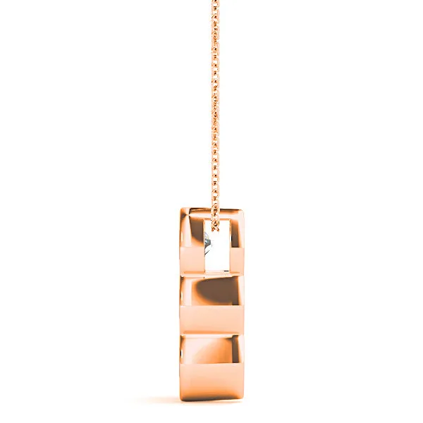 Half Bezel Set 1.00 ctw Round Diamond Three Stone Necklace Pendant