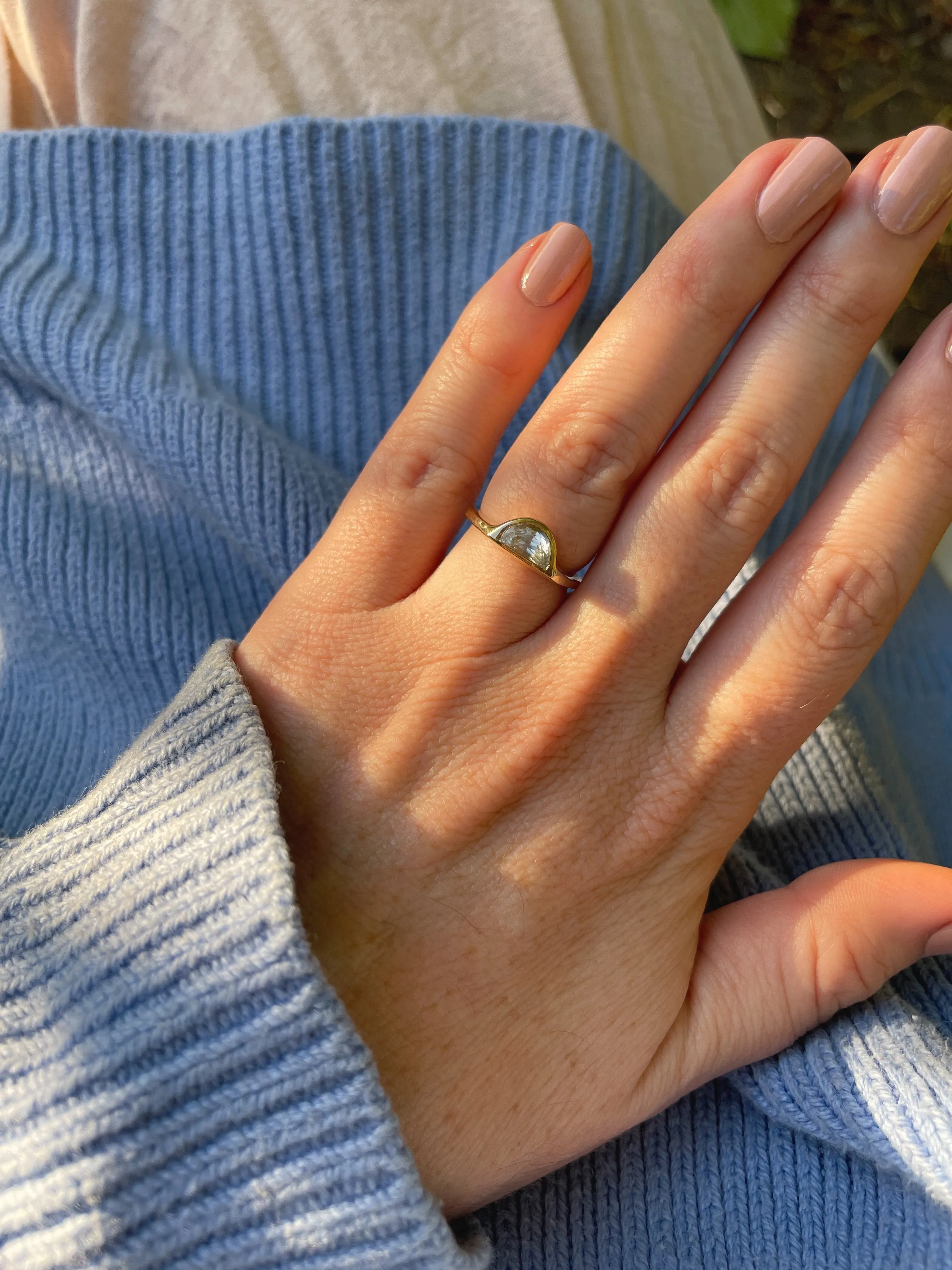 Halfmoon Sapphire Solitaire