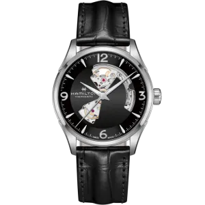 Hamilton Jazzmaster Open Heart Black Auto on Leather 42mm