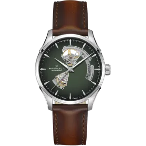 Hamilton Jazzmaster Open Heart Green Auto on Leather 40mm