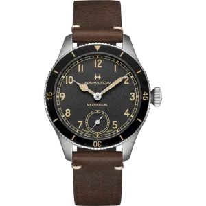 Hamilton Khaki Aviation Pilot Pioneer 43mm on leather