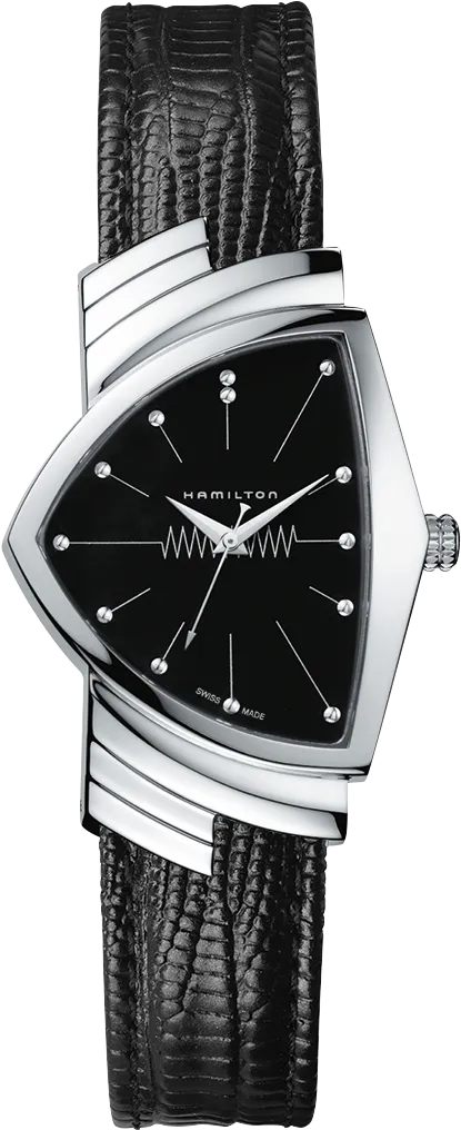Hamilton Ventura Black Quartz on Leather