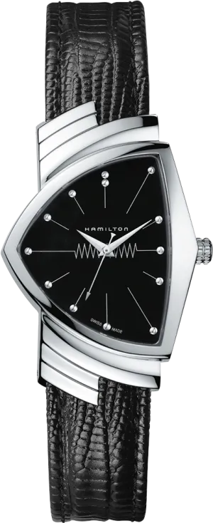 Hamilton Ventura Black Quartz on Leather