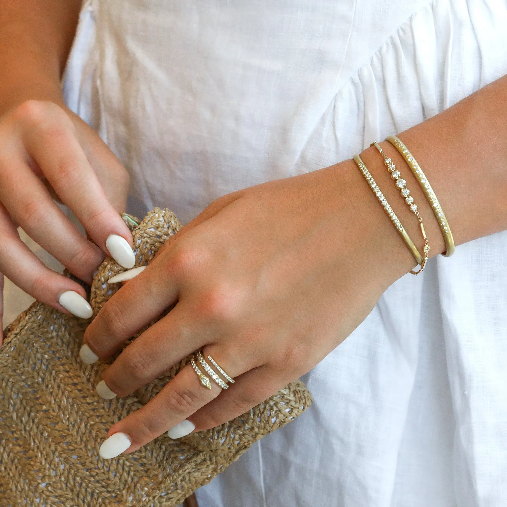 Hammered Cuff with Graduated Diamonds