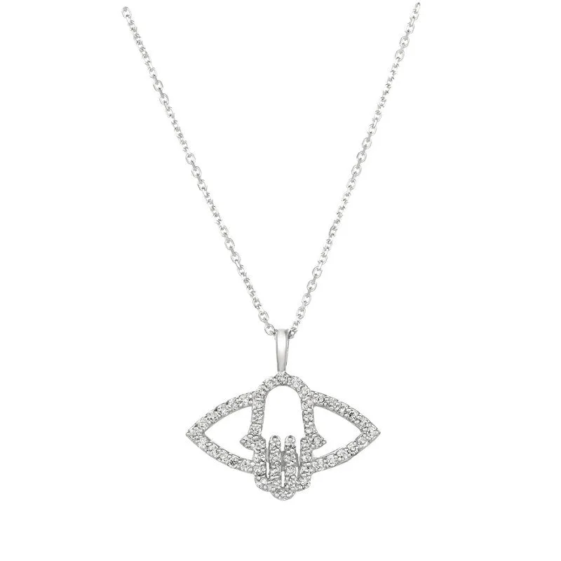 HAMSA/EYE DIAMOND NECKLACE 14K GOLD (0.5 CTW)