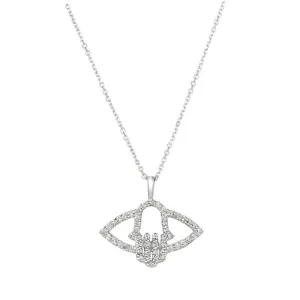 HAMSA/EYE DIAMOND NECKLACE 14K GOLD (0.5 CTW)