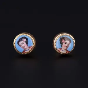 Hand Painted Lady Earrings | 14k Gold Earrings